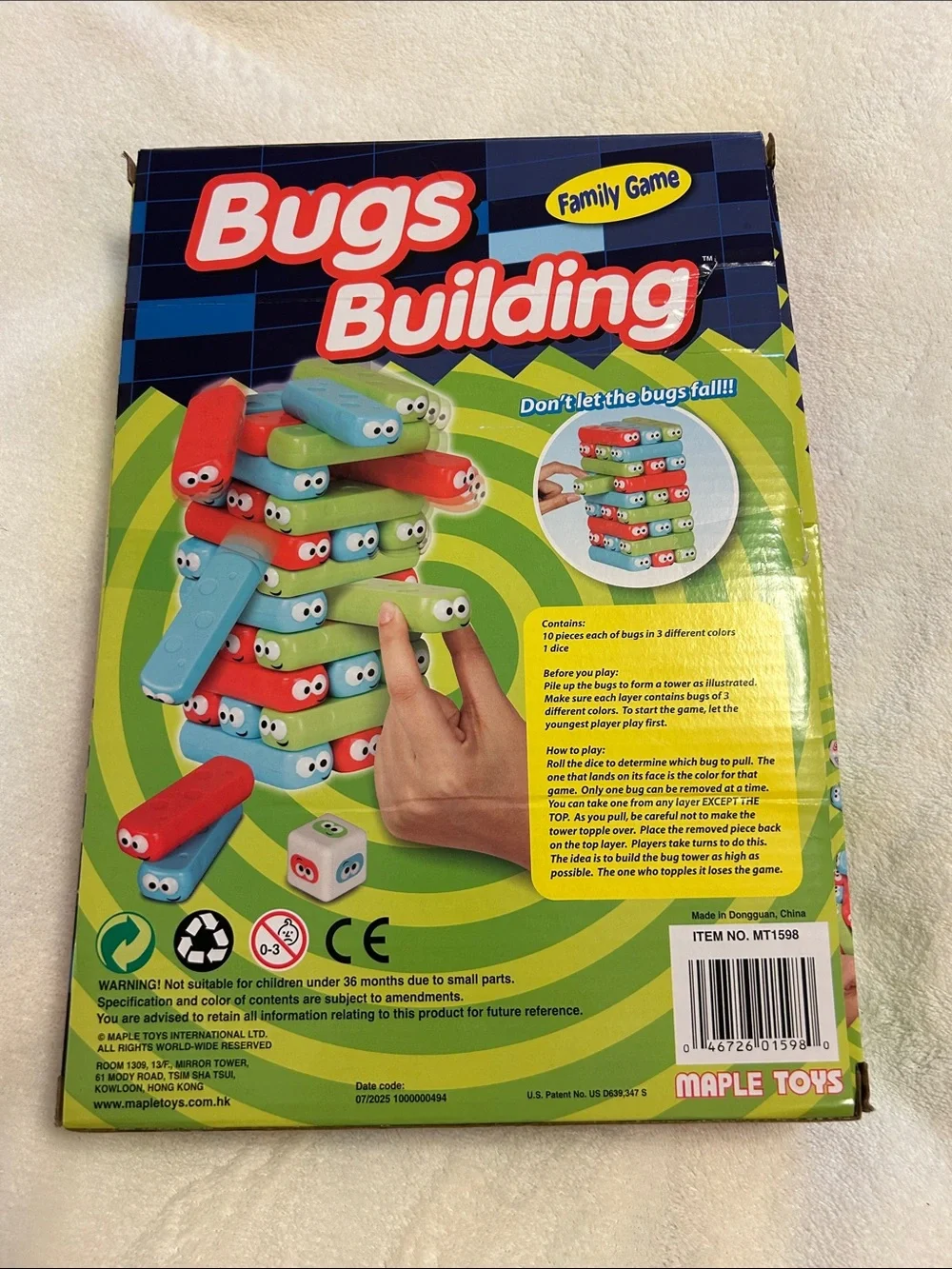 Bugs Building Stacking Game - Blue, Green & Red